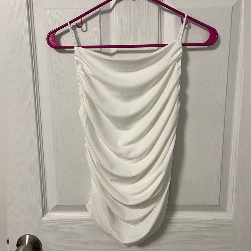 NWT Ruched White Cami - Boat Neck - Picture 2 of 6